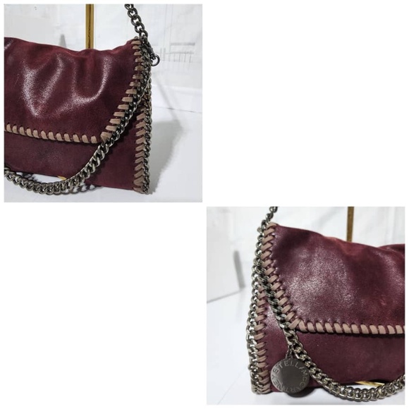 Authentic Stella McCartney Faux Leather Falabella Shoulder Bag Burgundy - Picture 10 of 14